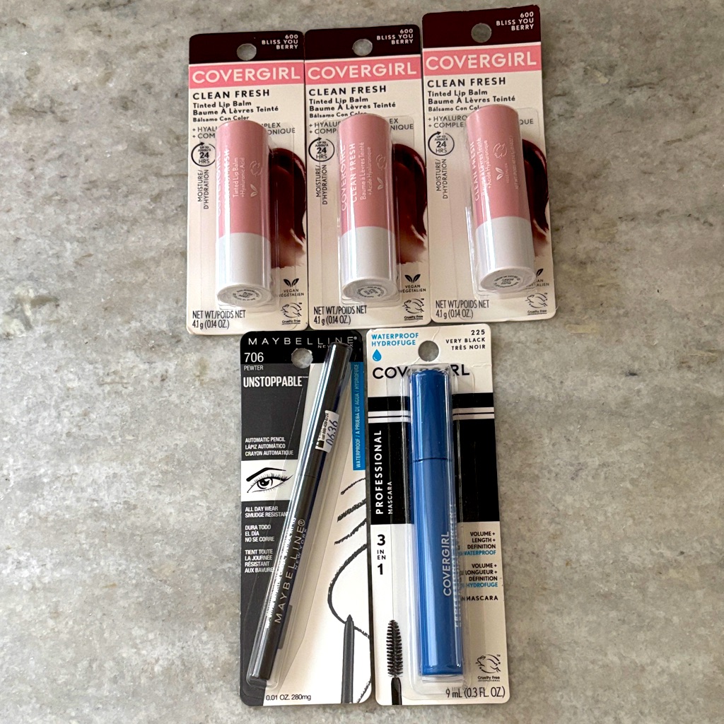 Covergirl Lip Balm And Waterproof Mascara With Maybelline Eyeliner